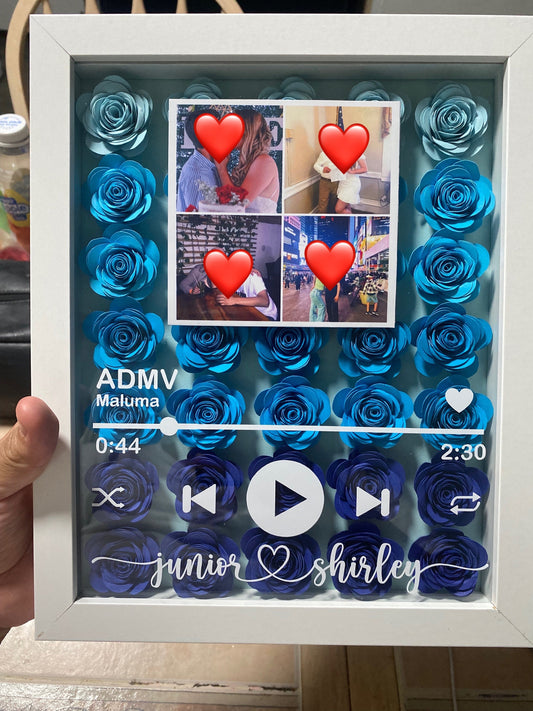 Personalized Playlist Flower Shadowbox Valentine’s Day, Anniversary, Birthday, Present