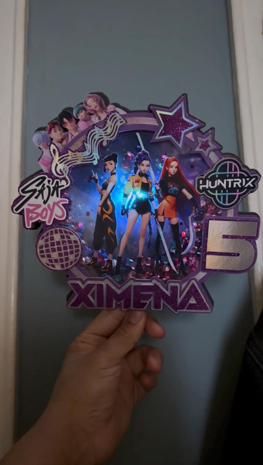 K-POP demon hunter girl band anime light up cake topper