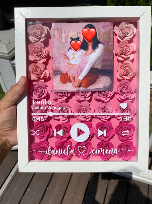 Personalized Playlist Flower Shadowbox Valentine’s Day, Anniversary, Birthday, Present