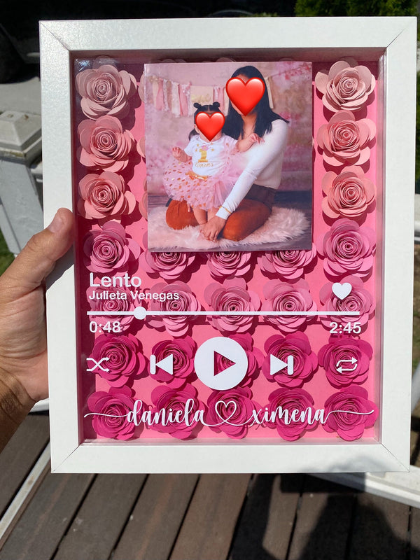 Personalized Playlist Flower Shadowbox Valentine’s Day, Anniversary, Birthday, Present